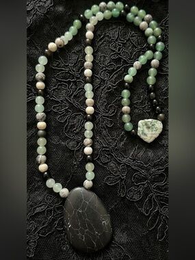 Southern Gothic Moss Necklace (Black Howlite, Green Aventurine, Moss Agate)